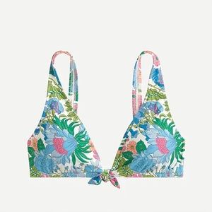 J. Crew eco high-cut bikini bottom (L) and tie front top (M), fairy floral